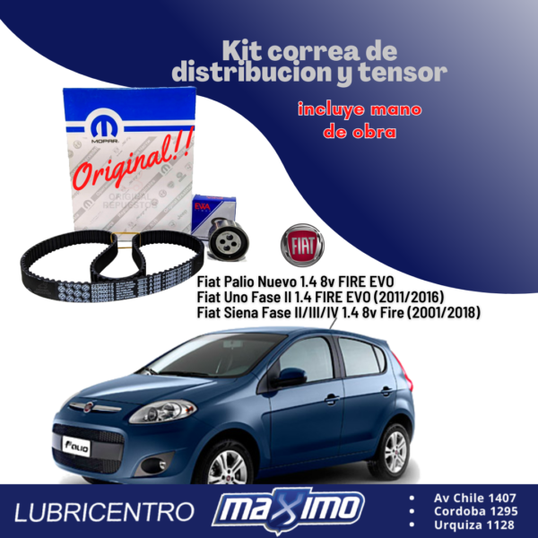 FIAT PALIO Y SIENA 1.4 Fire Evo – kit correa y tensor original