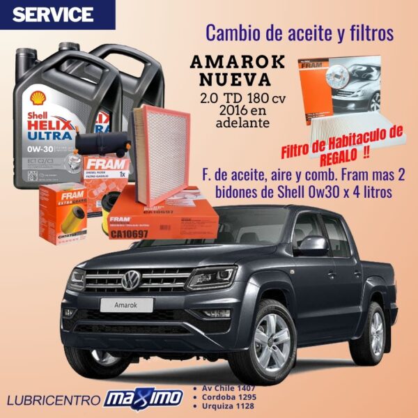AMAROK NUEVA 2.0 TD 180cv – cambio aceite y filtros Fram