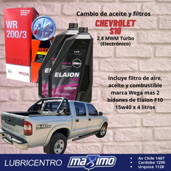 CHEVROLET S10 2.8 MWM- cambio aceite F10 y filtros Wega