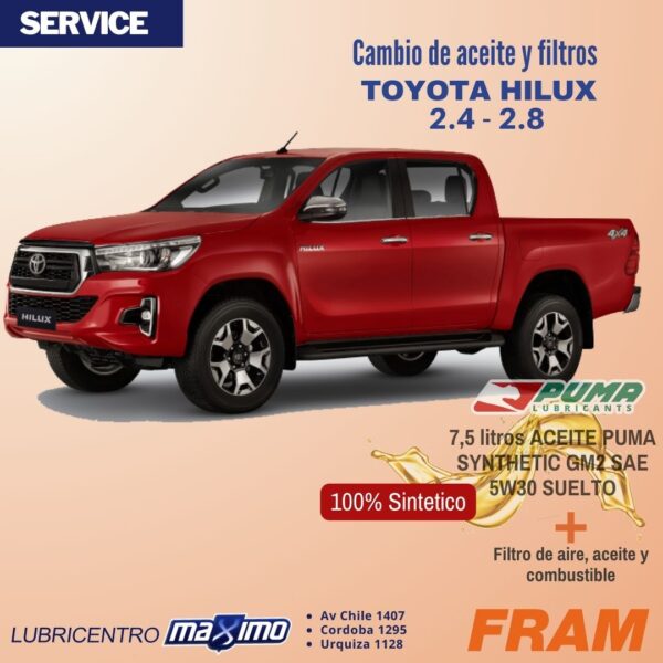HILUX NUEVA 2.4, 2.8 – cambio aceite y filtros Fram