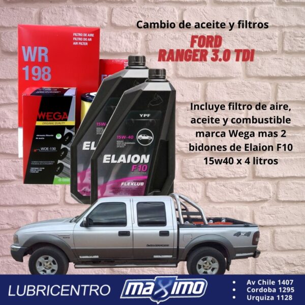 FORD RANGER 3.0 TDI – cambio aceite F10 y filtros Wega
