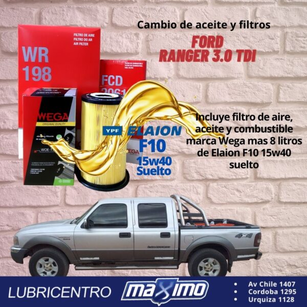 FORD RANGER 3.0 TDI – cambio aceite F10 Suelto y filtros Wega